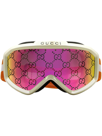 Gucci Ssima Mirrored Mask Injection Ski Goggles In Ivory