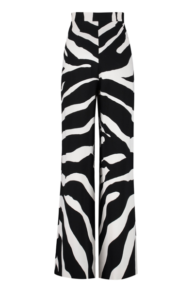 Shop Dolce & Gabbana Printed Wide-leg Trousers In Black/white