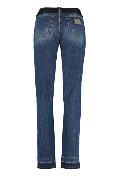 Shop Dolce & Gabbana High-rise Straight Cropped Jeans In Blue