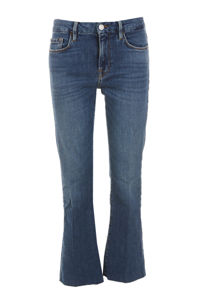 Shop Frame Le Crop Mini Boot Denim Jeans In Blue