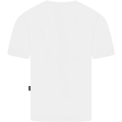 Shop Msgm White T-shirt For Kids With Black Logo