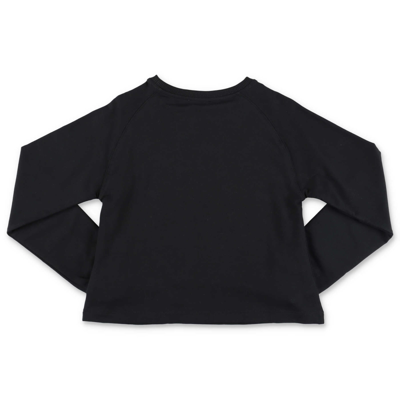 Shop Moschino T-shirt Cropped Nera In Jersey Di Cotone In Nero Black