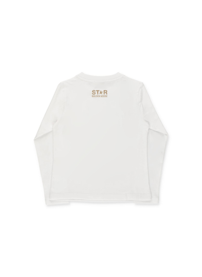 Shop Golden Goose T-shirt With Glittered Logo In White Gold