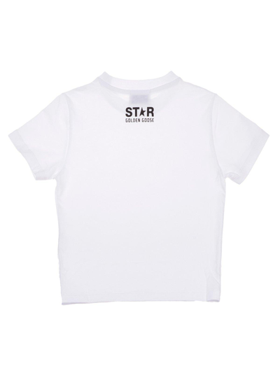 Shop Golden Goose Star Printed Crewneck T-shirt In Optic White Black