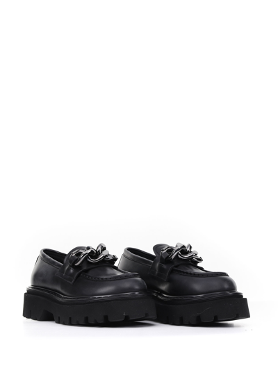 Shop Casadei Loafer With Chain Detail In Nero.
