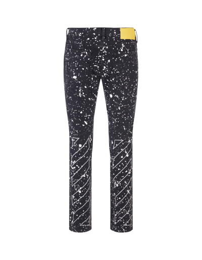 Shop Off-white Man Black Skinny Jeans With Paint Effect Print In Black White