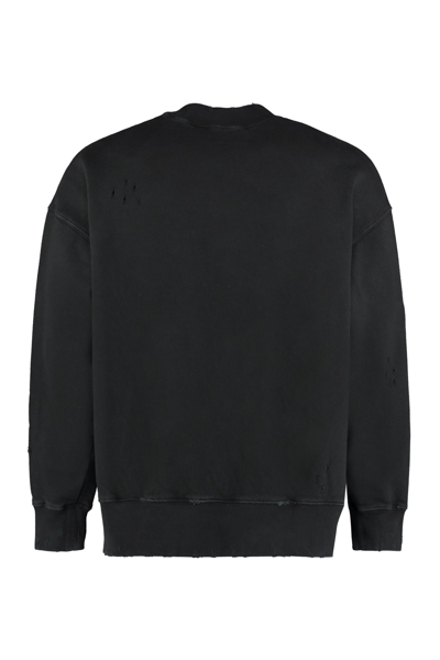 Shop Palm Angels Gd Burning Logo Crewneck Sweatshirt In Black/white