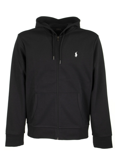 Shop Polo Ralph Lauren Double-knitted Hoodie  In Black