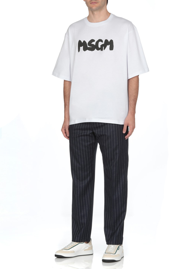 Shop Msgm T-shirt With Logo  In White