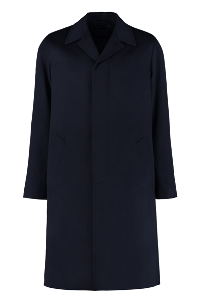 Shop Prada Single-breasted Wool Coat In Bleu