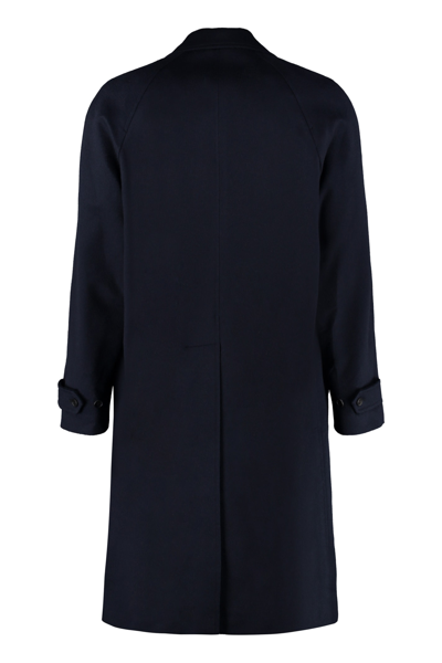 Shop Prada Single-breasted Wool Coat In Bleu