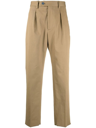 Shop Etro Beige Cotton Tailored Trousers In Cammello