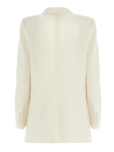 Shop Blazé Milano Gros Grain Piping Wool Blazer In Cream