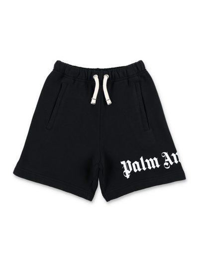 Shop Palm Angels Classic Overlogo Sweat Shorts In Black Wht