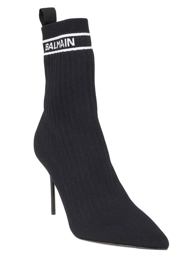 Shop Balmain Ankle Boot Skye-knit In Pa Noir