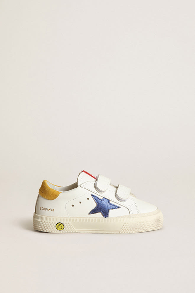 Shop Golden Goose Sneakers May In White Blue Mustard