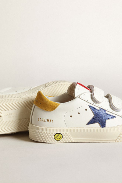 Shop Golden Goose Sneakers May In White Blue Mustard