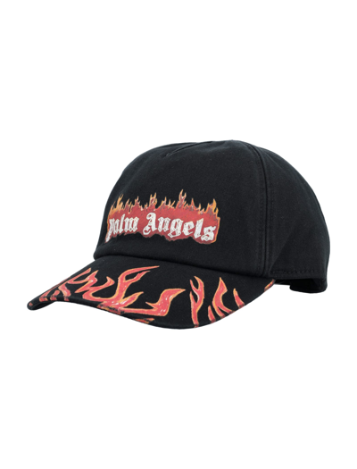 Shop Palm Angels Burning Logo Baseball Cap In Black