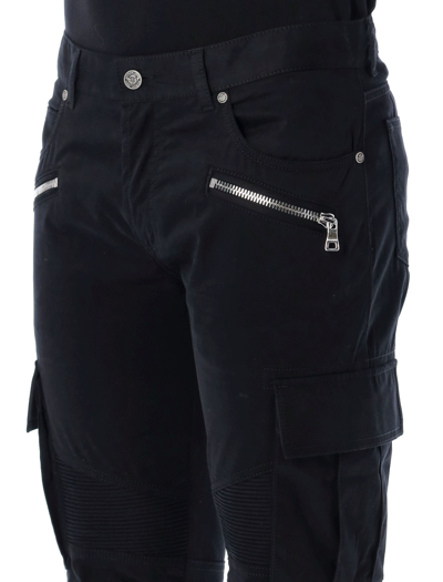 Shop Balmain Cotton Cargo Pants In Black