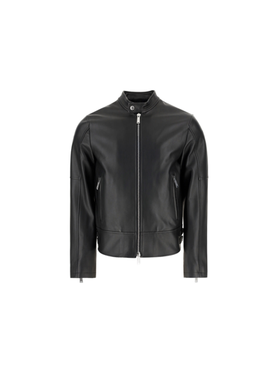 Shop Dsquared2 Leather Jacket In 900