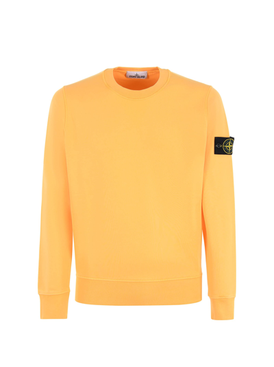Shop Stone Island Cotton Sweatshirt In Orange