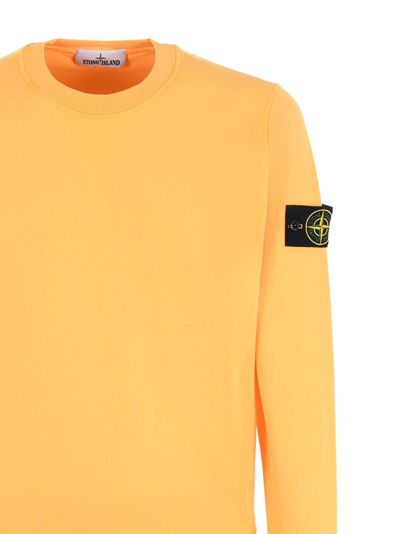 Shop Stone Island Cotton Sweatshirt In Orange