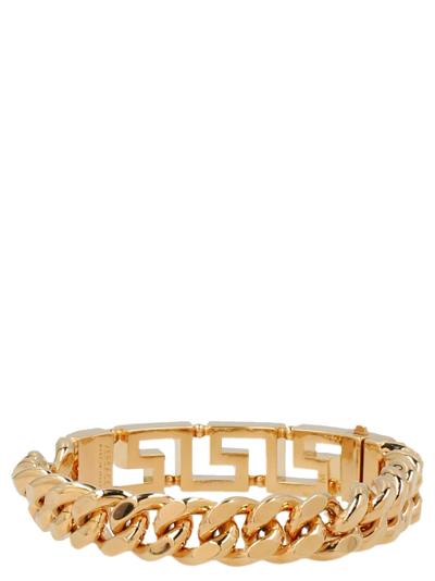 Shop Versace Logo Chain Bracelet In Oro