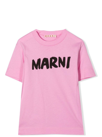 Shop Marni T-shirt With Print In Pink