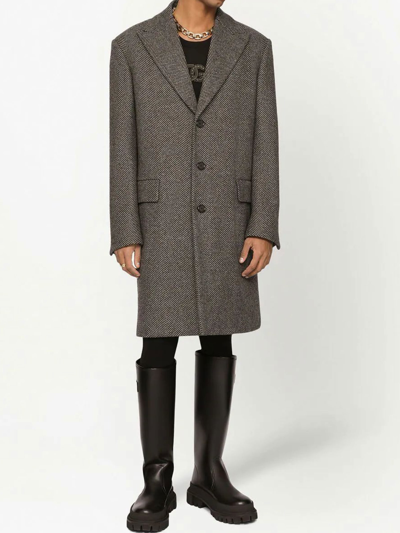 Shop Dolce & Gabbana Grey Wool Coat In Variante Abbinata