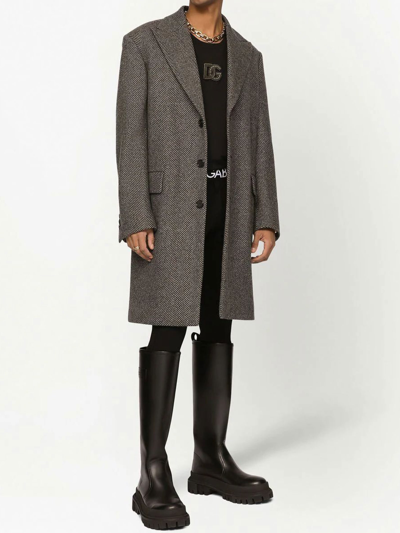 Shop Dolce & Gabbana Grey Wool Coat In Variante Abbinata
