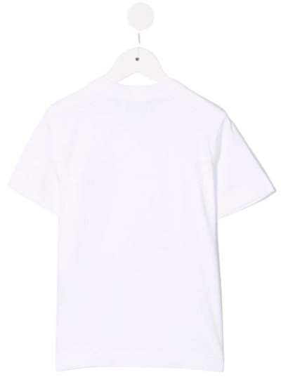 Shop Stone Island Junior White Cotton T-shirt With Logo