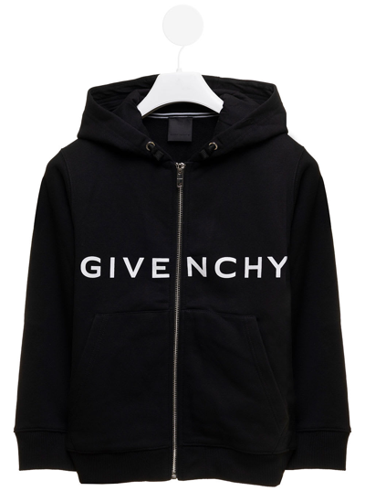 Shop Givenchy Black Jersey Hoodie With Logo  Kids Boy