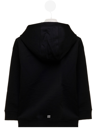 Shop Givenchy Black Jersey Hoodie With  Kids 4g Logo Print