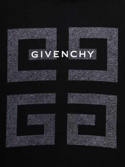 Shop Givenchy Black Jersey Hoodie With  Kids 4g Logo Print