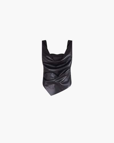 Shop Nanushka Petra Draped Vegan Leather Top In Black