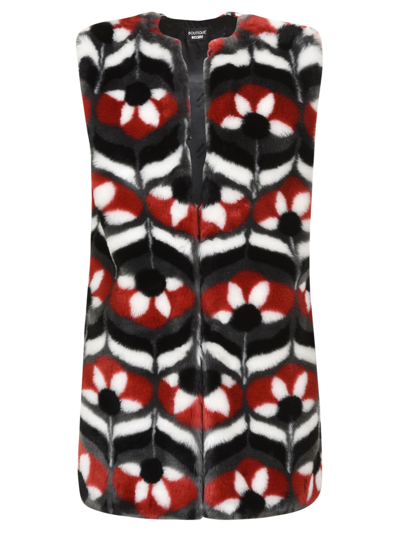 Boutique Moschino Geometric Faux-fur Gilet In Red