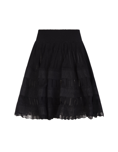 Shop Alaïa Woman High Waist Black Fluid Short Skirt In Nero
