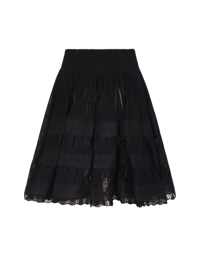 Shop Alaïa Woman High Waist Black Fluid Short Skirt In Nero