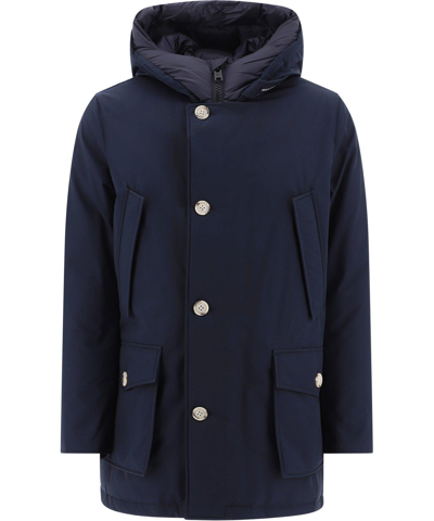 Shop Woolrich Arctic Hooded Down Coat In Blu