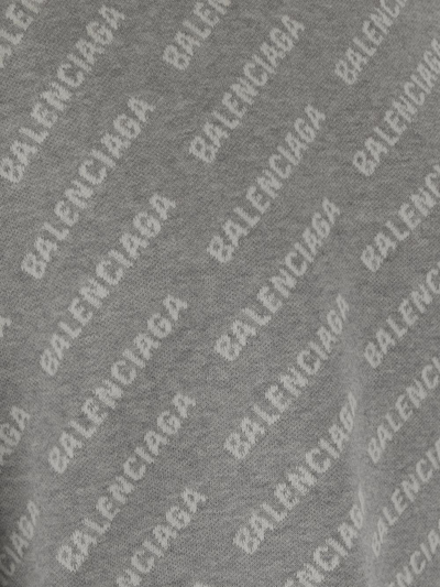Shop Balenciaga Allover Logo Turtleneck Knit Jumper In Grigio E Bianco