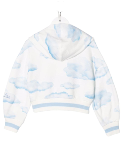 Shop Monnalisa Titti Cloud Cotton Hoodie In White/blue