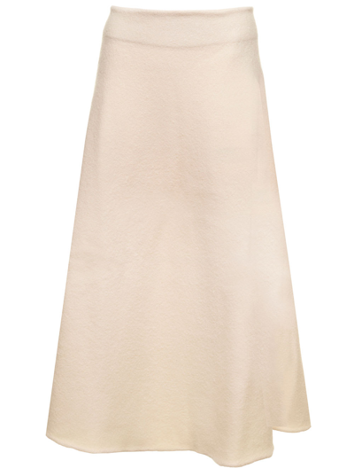 Shop Jil Sander A-line Beige Wool Long Midi Skirt Woman In Ecru`