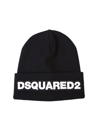 Shop Dsquared2 Branded Beanie Hat  In Black