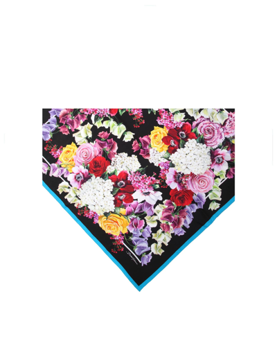 Shop Dolce & Gabbana Silk Foulard With Floral Print In Multicolor