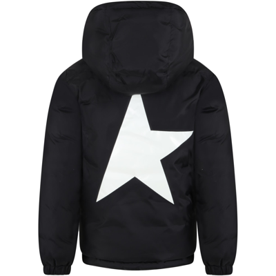 Shop Golden Goose Black Jacket For Boy With White Logo And Star