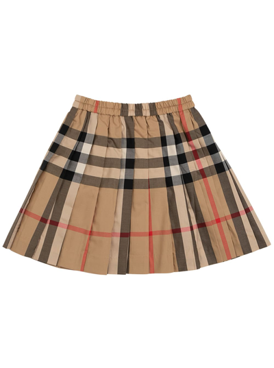 Shop Burberry Vintage Check Cotton Skirt In Beige