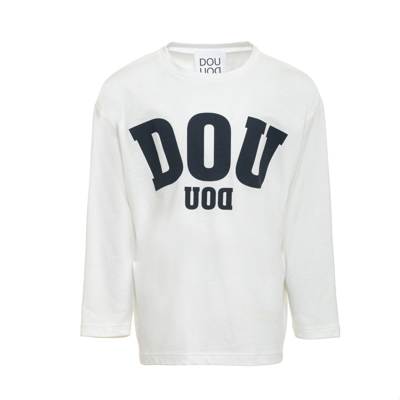 Shop Douuod Long-sleeved Printed T-shirt In Cream
