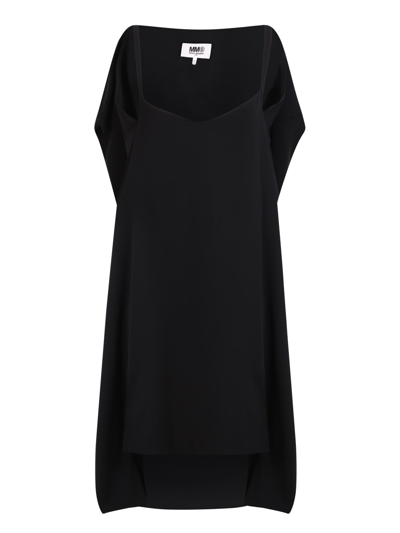 Shop Mm6 Maison Margiela Dress Asymmetrical Design Black
