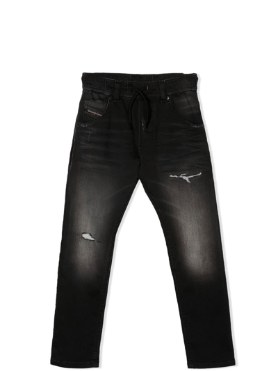 Shop Diesel Slim Jeans With Drawstring In Black
