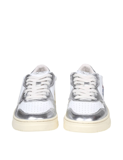 Shop Autry Sneakers In White And Silver Leather In White/silver